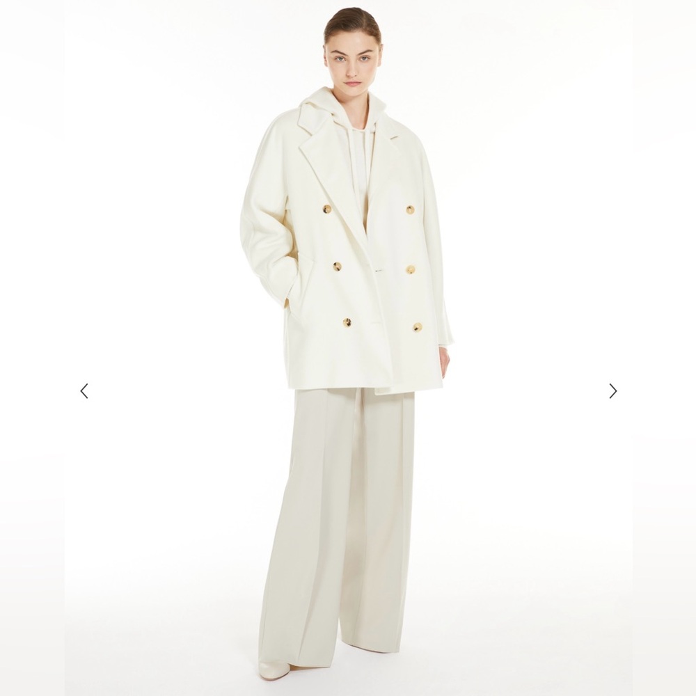 Brand New Condition Max Mara Short White 101801 Coat – Wool & Cashmere IT36/US2